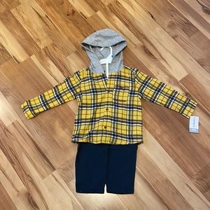 Carters Two Piece Outfit - Yellow Plaid - Size 24 Months